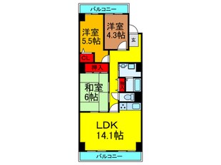 ｸﾞﾘｰﾝﾀｳﾝ香里ヶ丘A棟（1229）の物件間取画像